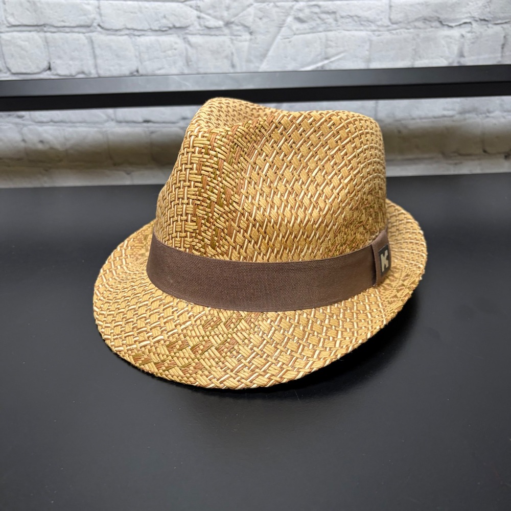 Kenny K Mens Straw Fedora Hat Tan Brown Natural Fiber T707-O Size M